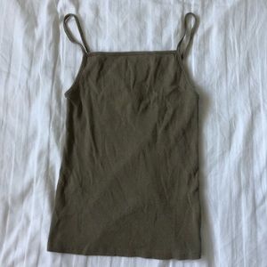 Army green ribbed tank top